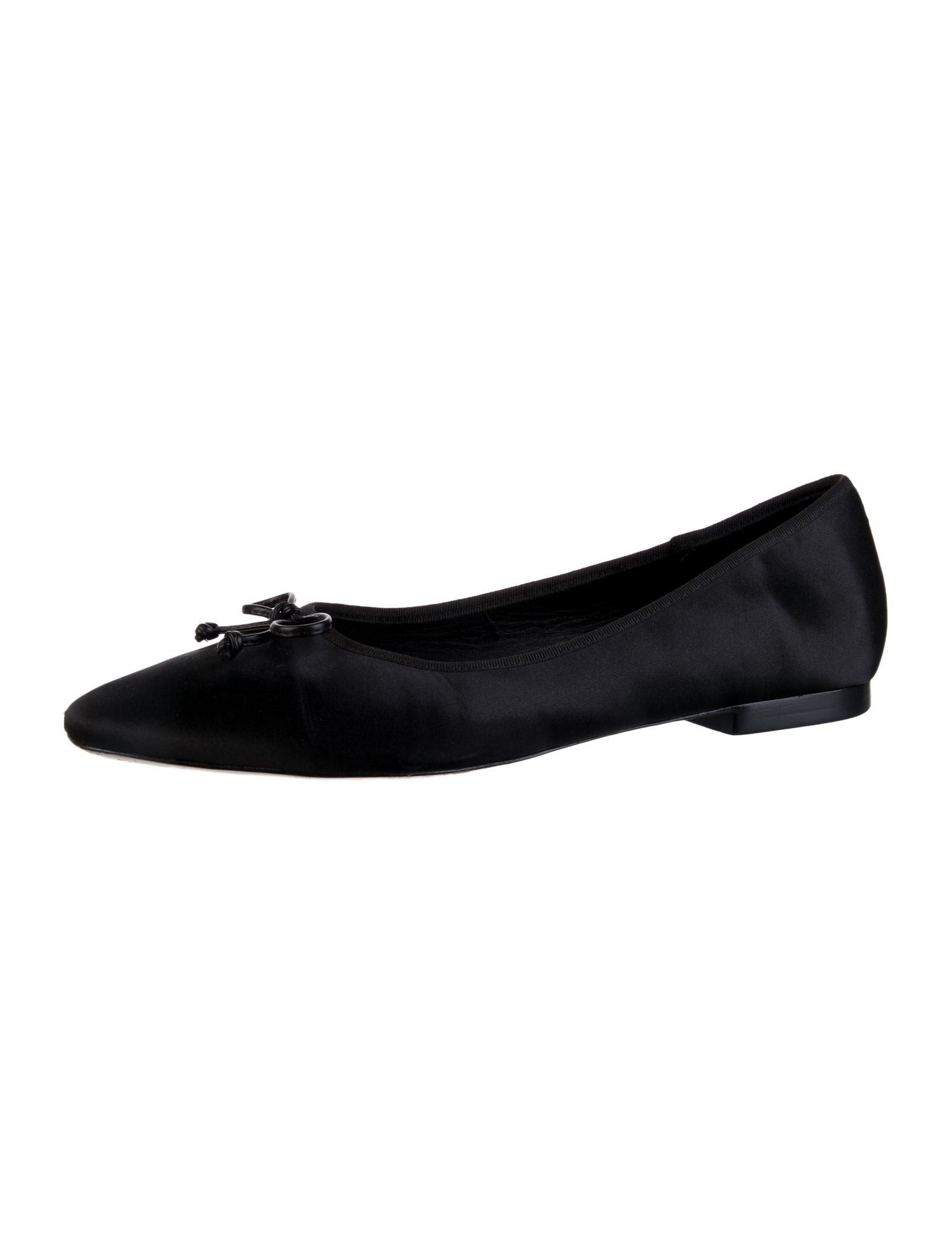 Porte & Paire Satin Bow Accents Ballet Flats