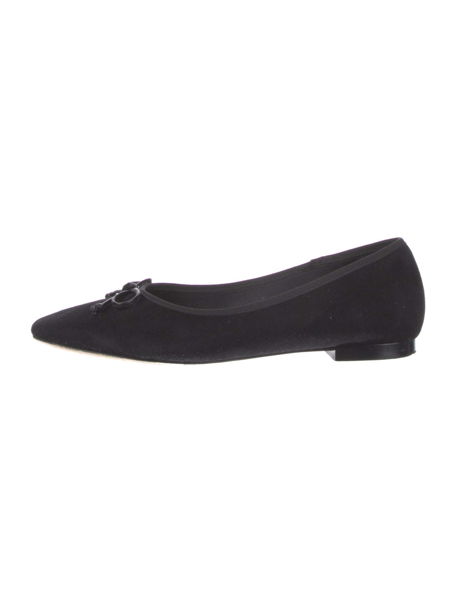 Porte & Paire Suede Bow Accents Ballet Flats