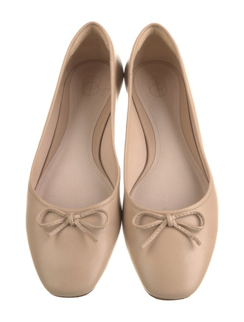 Porte & Paire Leather Bow Accents Ballet Flats