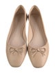 Porte & Paire Leather Bow Accents Ballet Flats