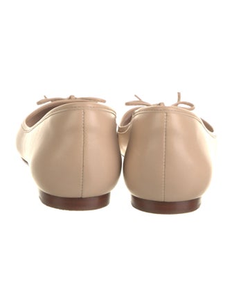 Porte & Paire Leather Bow Accents Ballet Flats