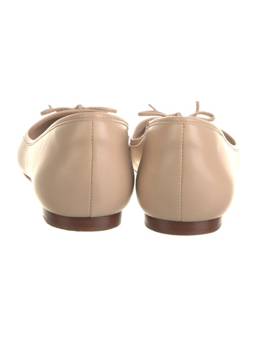 Porte & Paire Leather Bow Accents Ballet Flats