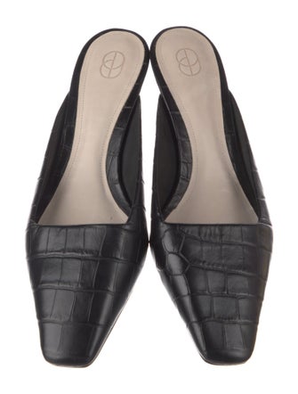 Porte & Paire Embossed Leather Animal Print Mules