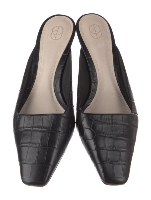 Porte & Paire Embossed Leather Animal Print Mules