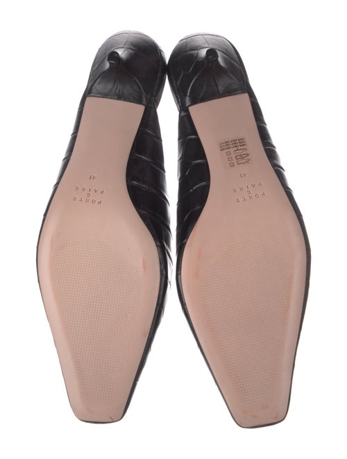 Porte & Paire Embossed Leather Animal Print Mules