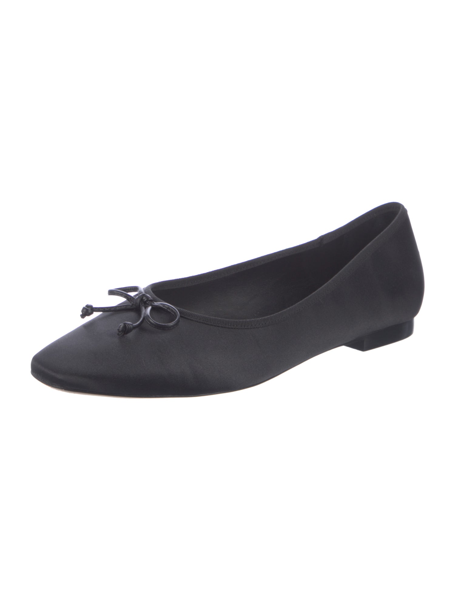 Porte & Paire Satin Bow Accents Ballet Flats