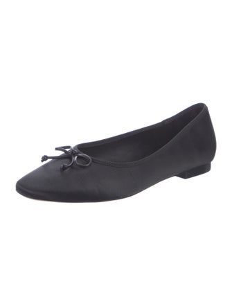 Porte & Paire Satin Bow Accents Ballet Flats