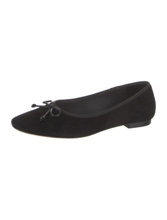 Porte & Paire Suede Bow Accents Ballet Flats