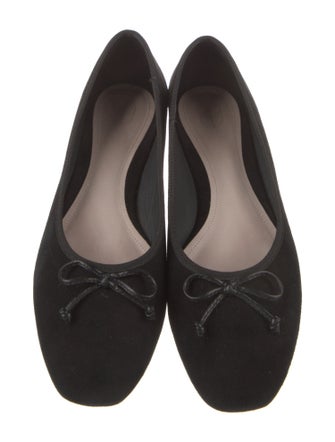 Porte & Paire Suede Bow Accents Ballet Flats