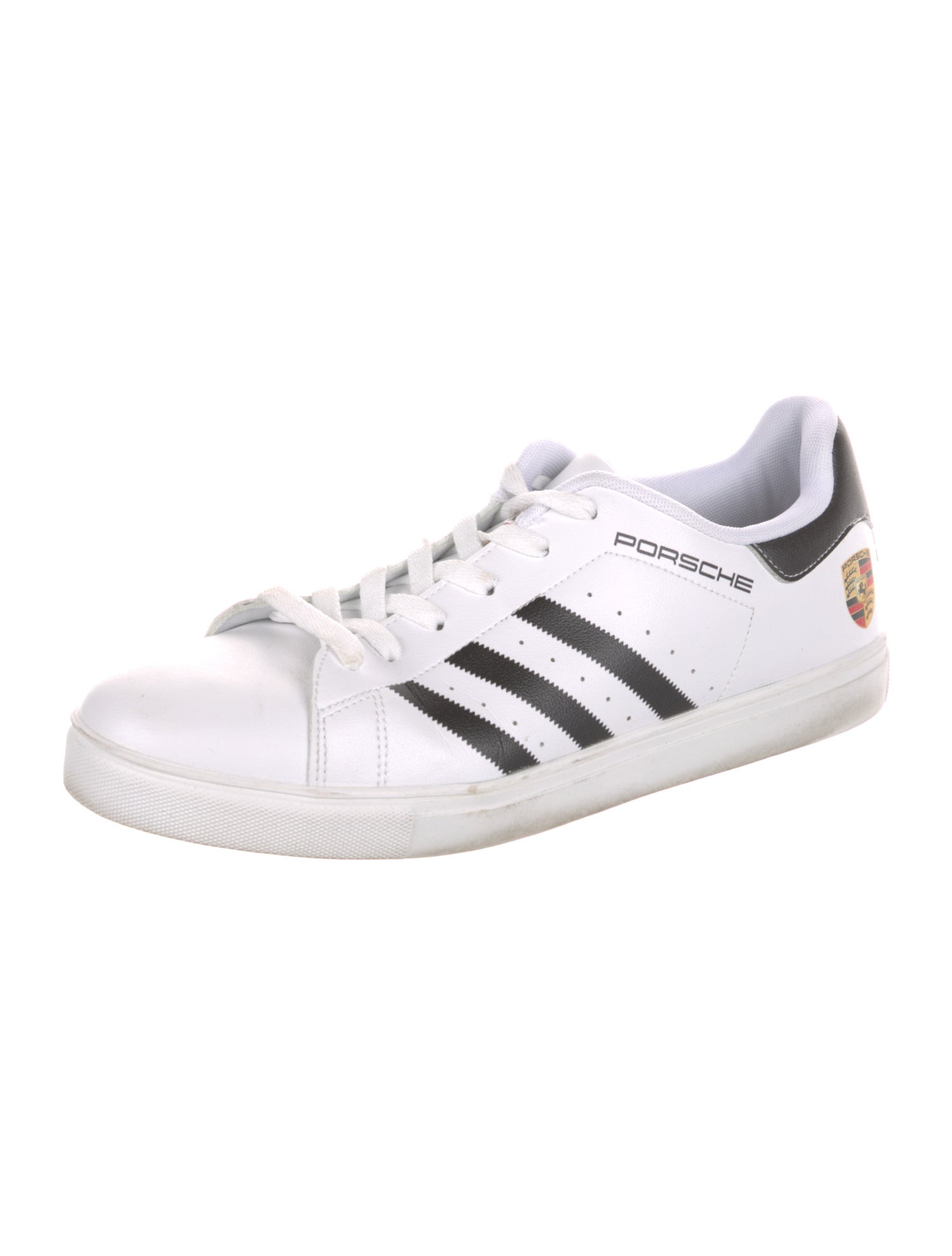 adidas gazelle silver green womens PORSCHE DESIGN x ADIDAS Size 9.5 Black White Leather Lace Up Sneakers  Sui  Generis Designer Consignment