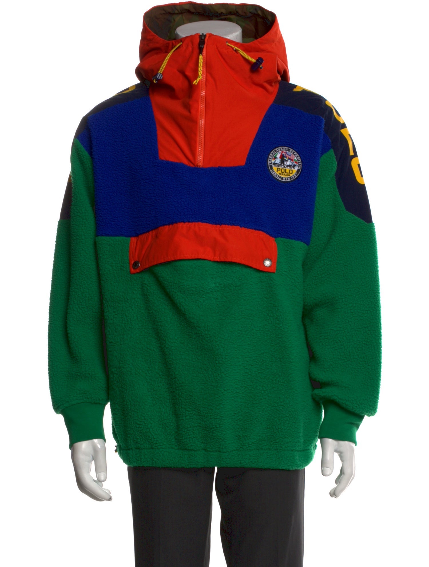 Polo Country Ralph Lauren Colorblock Pattern Mock Neck Hoodie
