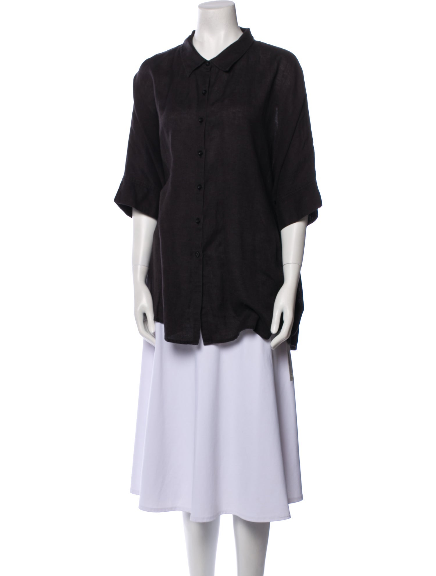 Posse Linen Three-Quarter Sleeve Button-Up Top