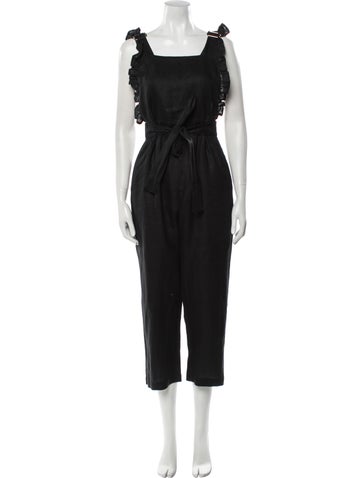Posse Jumpsuits and Rompers Linen Square Neckline Jumpsuit XS