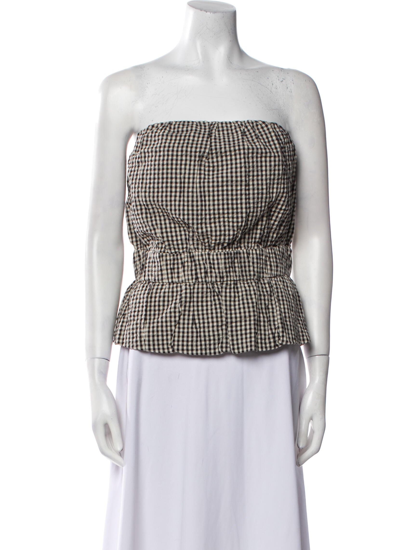 Posse Plaid Print Strapless Crop Top w/ Tags