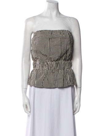 Posse Plaid Print Strapless Crop Top w/ Tags
