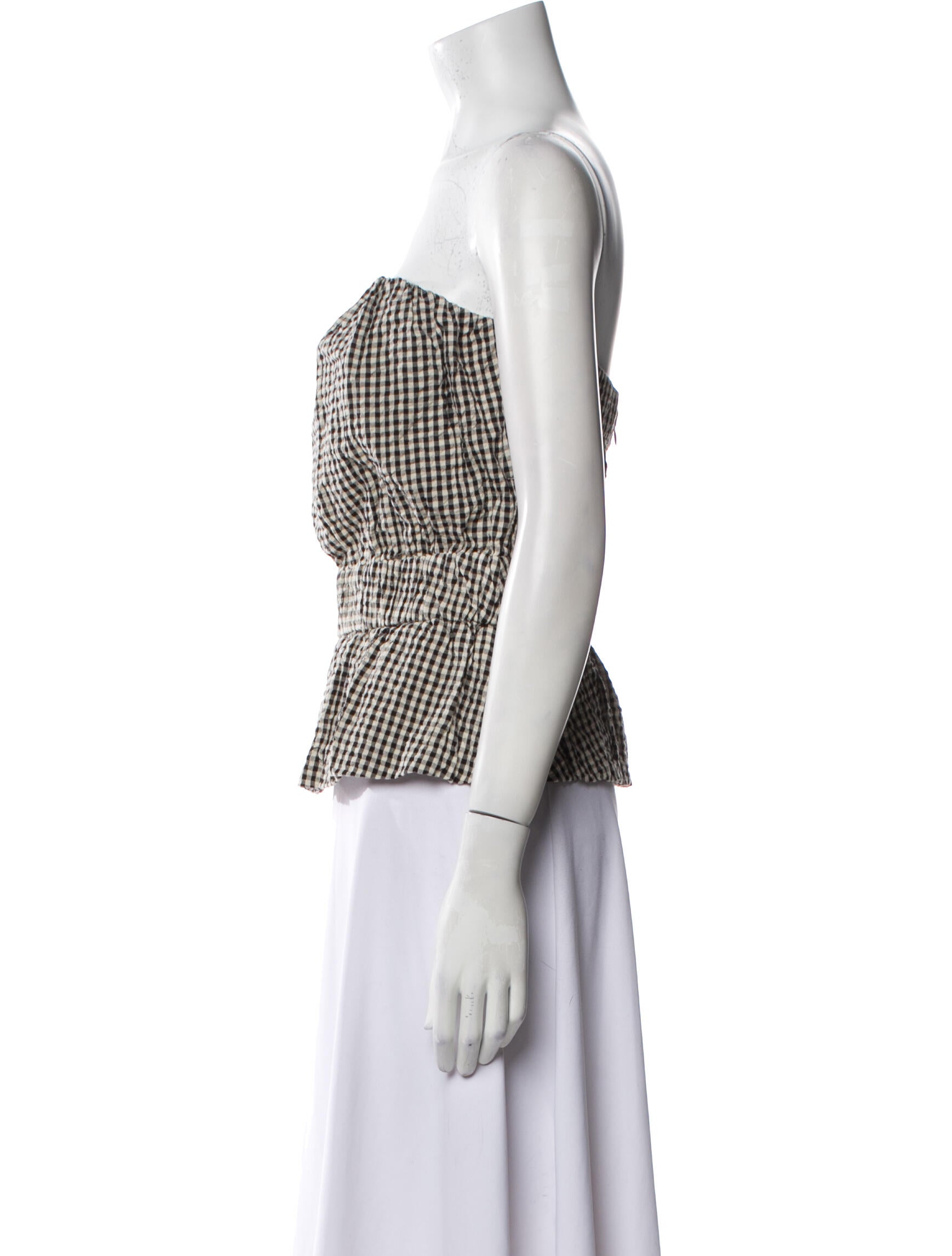 Posse Plaid Print Strapless Crop Top w/ Tags