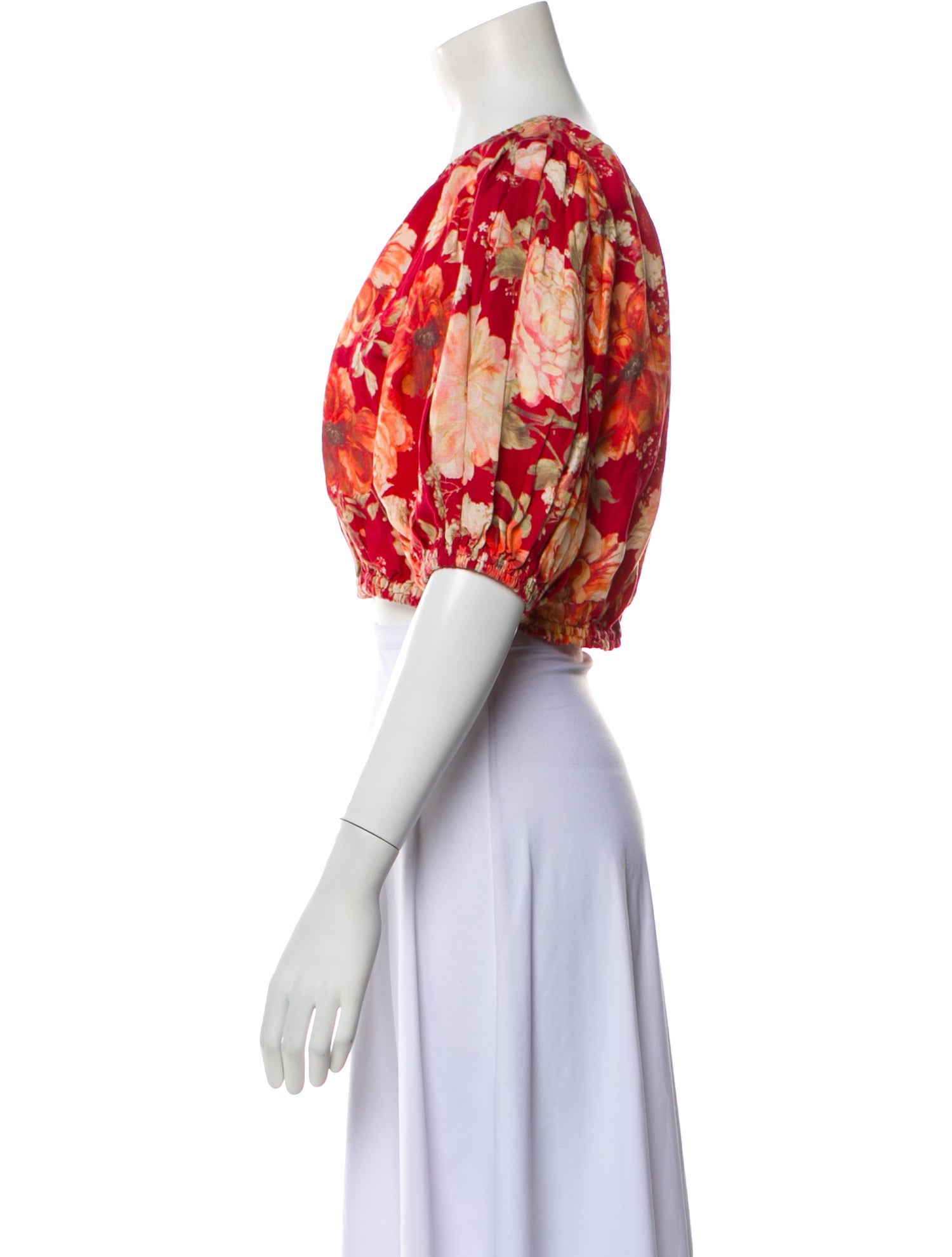 Posse Floral Print One-Shoulder Crop Top