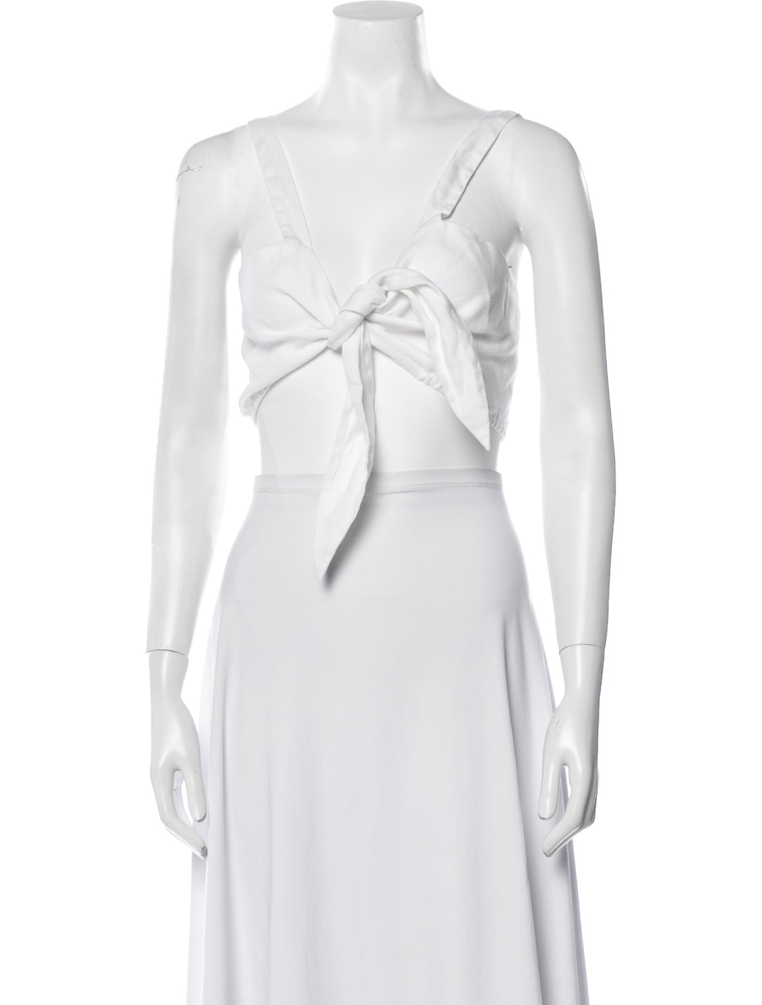 Posse Linen Plunge Neckline Crop Top w/ Tags in White, Women's L Posse Linen Plunge Neckline Crop Top w/ Tags in White, Women's L