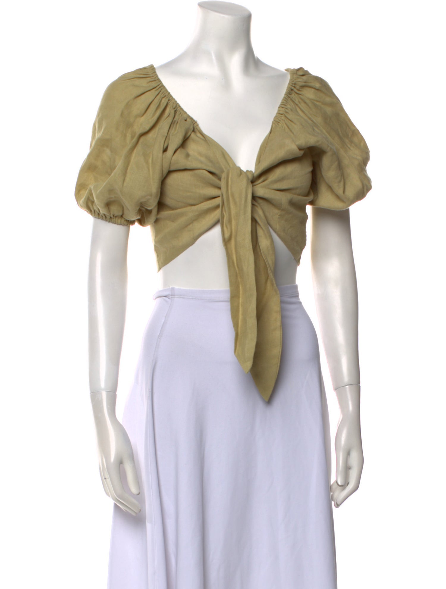 Posse Linen V-Neck Crop Top