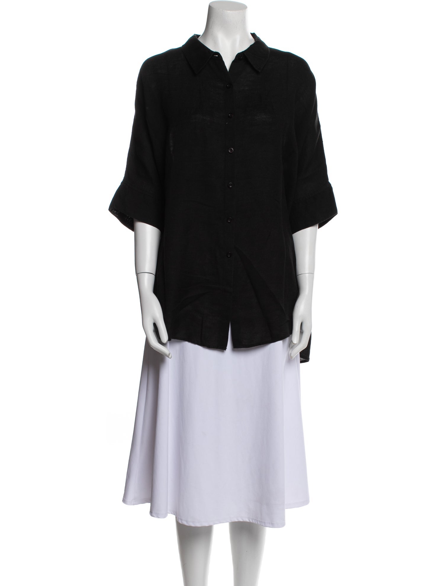 Posse Linen Three-Quarter Sleeve Button-Up Top