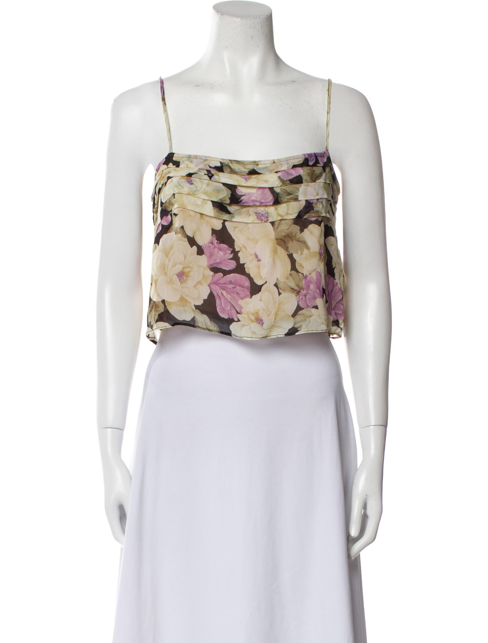 Posse Floral Print Square Neckline Crop Top