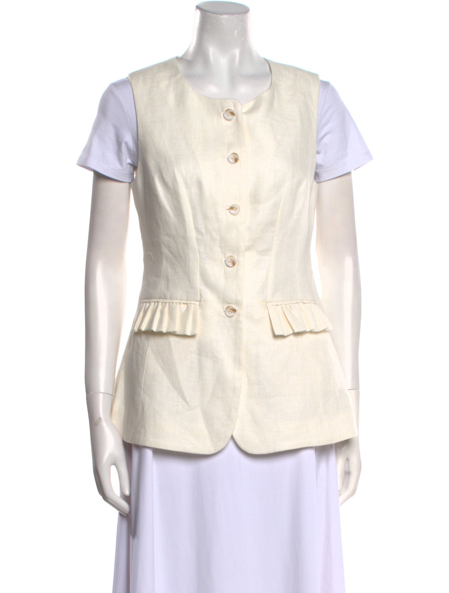 Posse Linen Crew Neck Button-Up Top w/ Tags