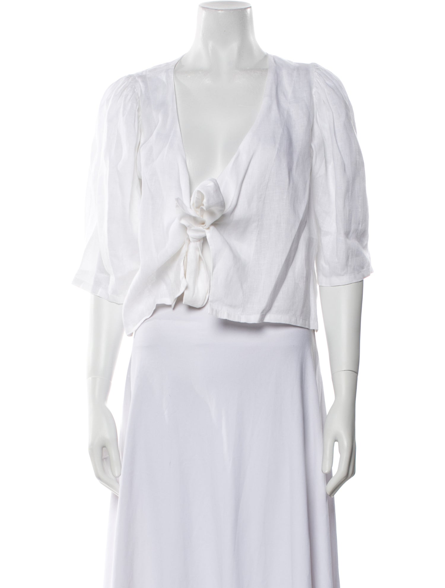 Posse Linen V-Neck Crop Top