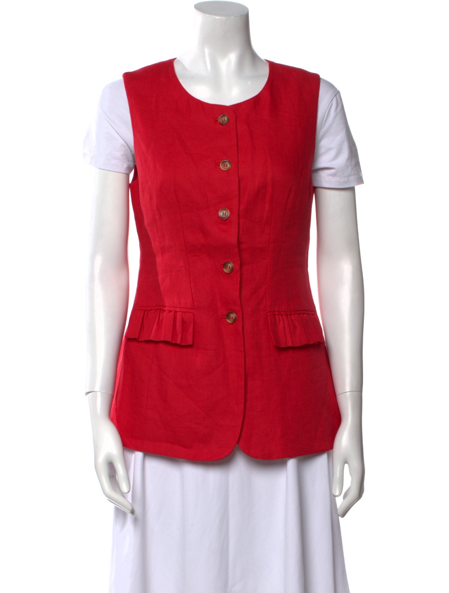 Posse Linen Crew Neck Button-Up Top