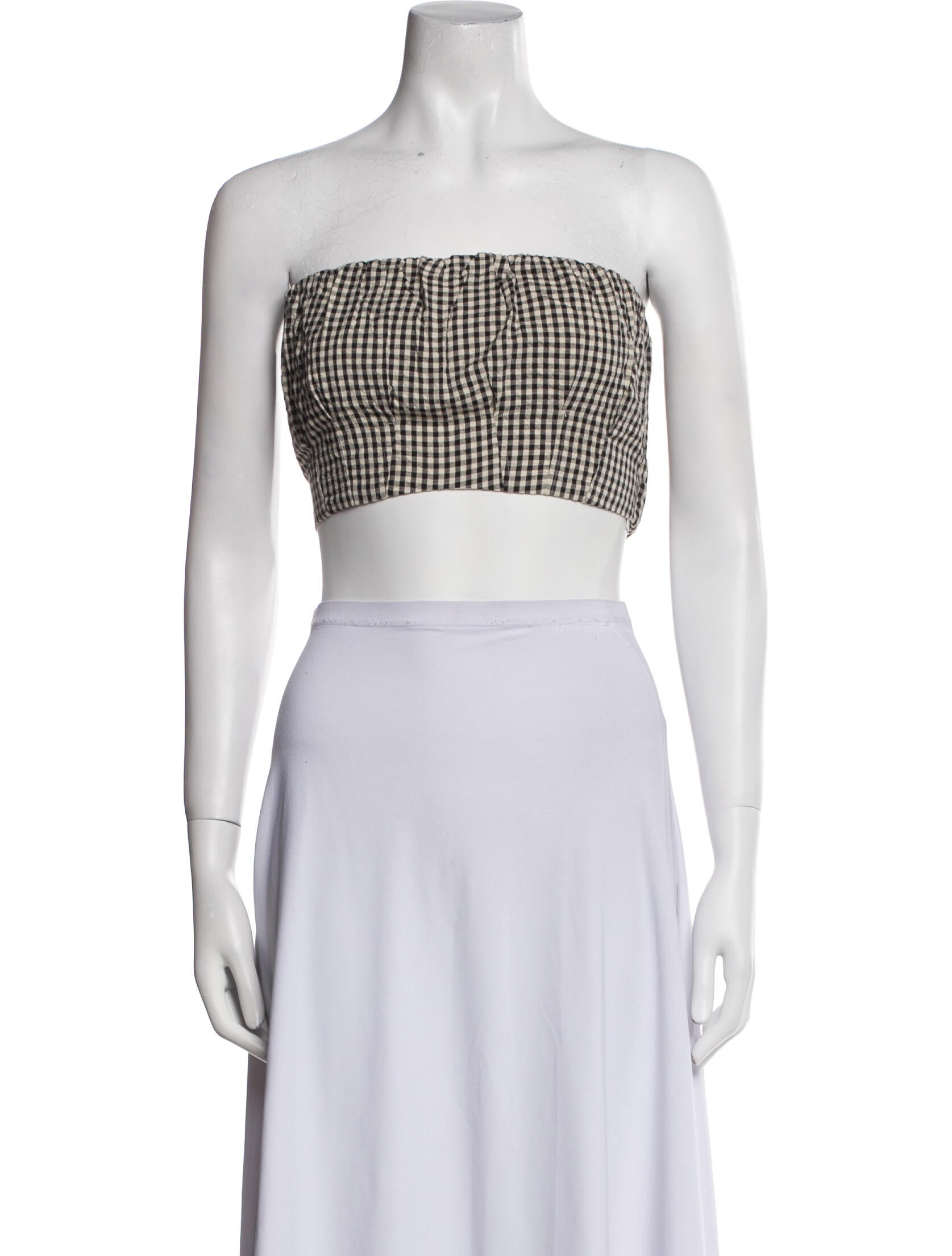 Posse Plaid Print Strapless Crop Top w/ Tags