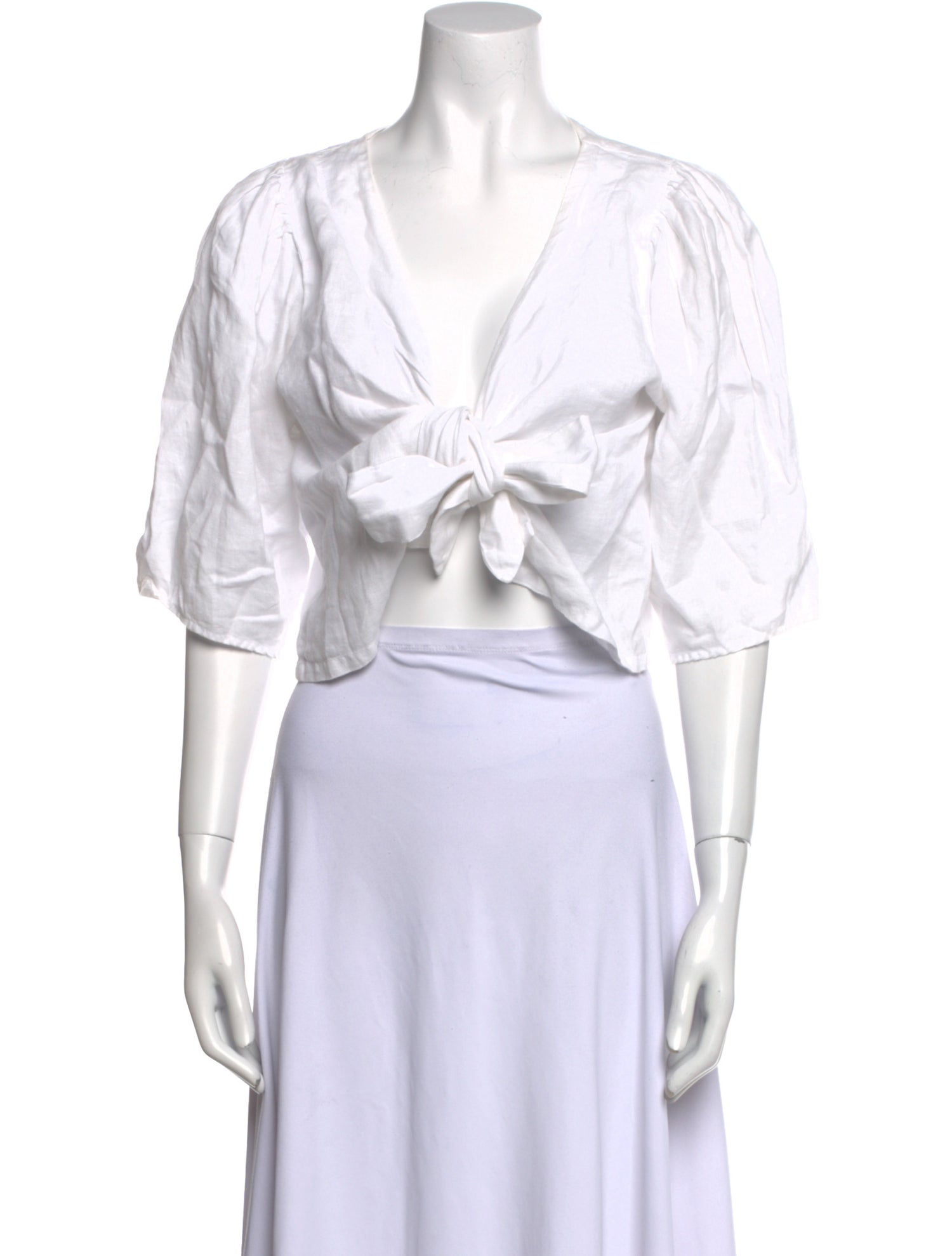 Posse Linen V-Neck Crop Top