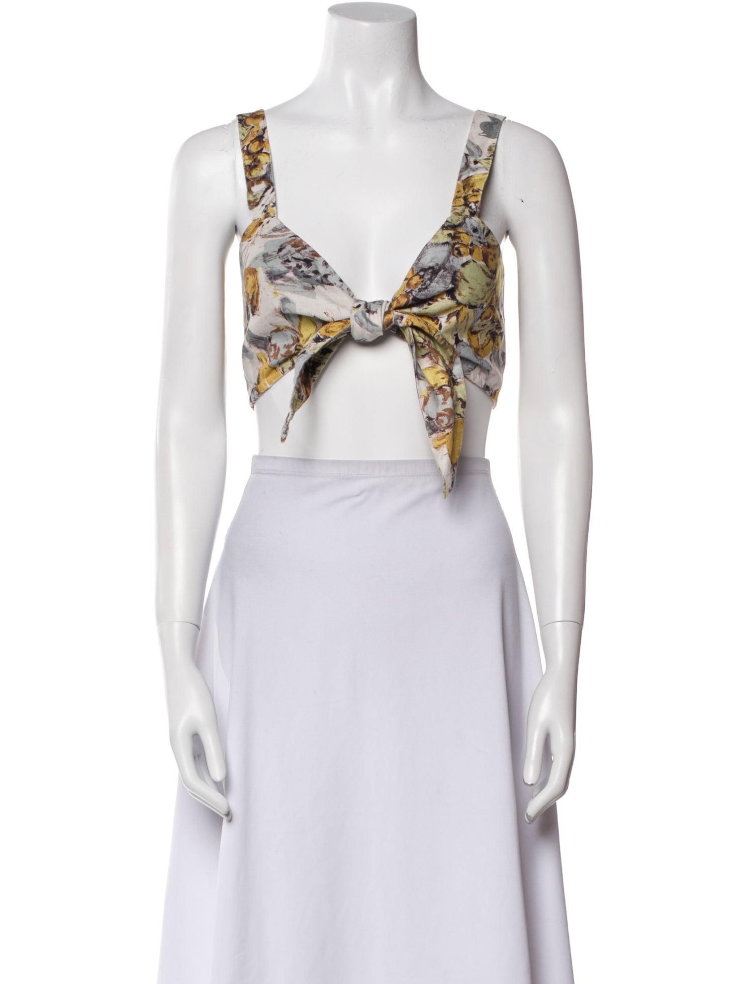 Posse Linen Floral Print Crop Top