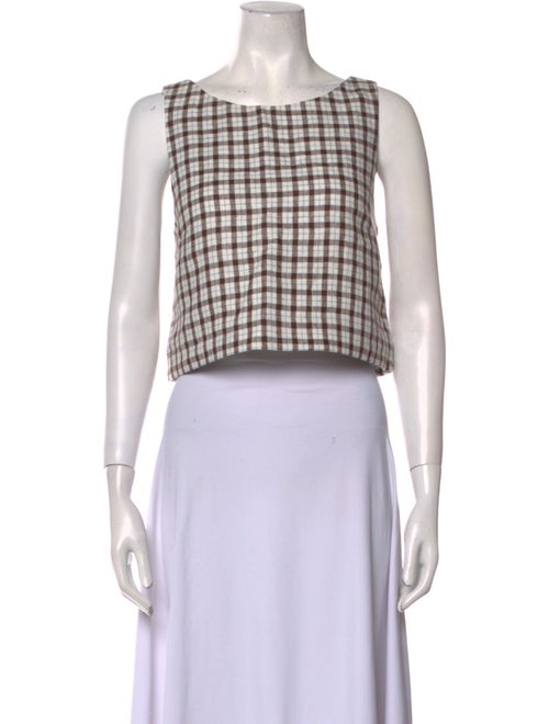 Posse Linen Plaid Print Crop Top
