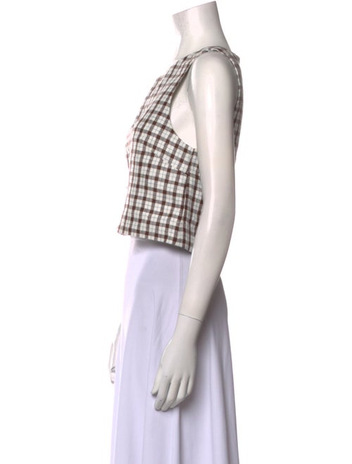 Posse Linen Plaid Print Crop Top