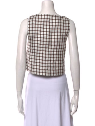 Posse Linen Plaid Print Crop Top