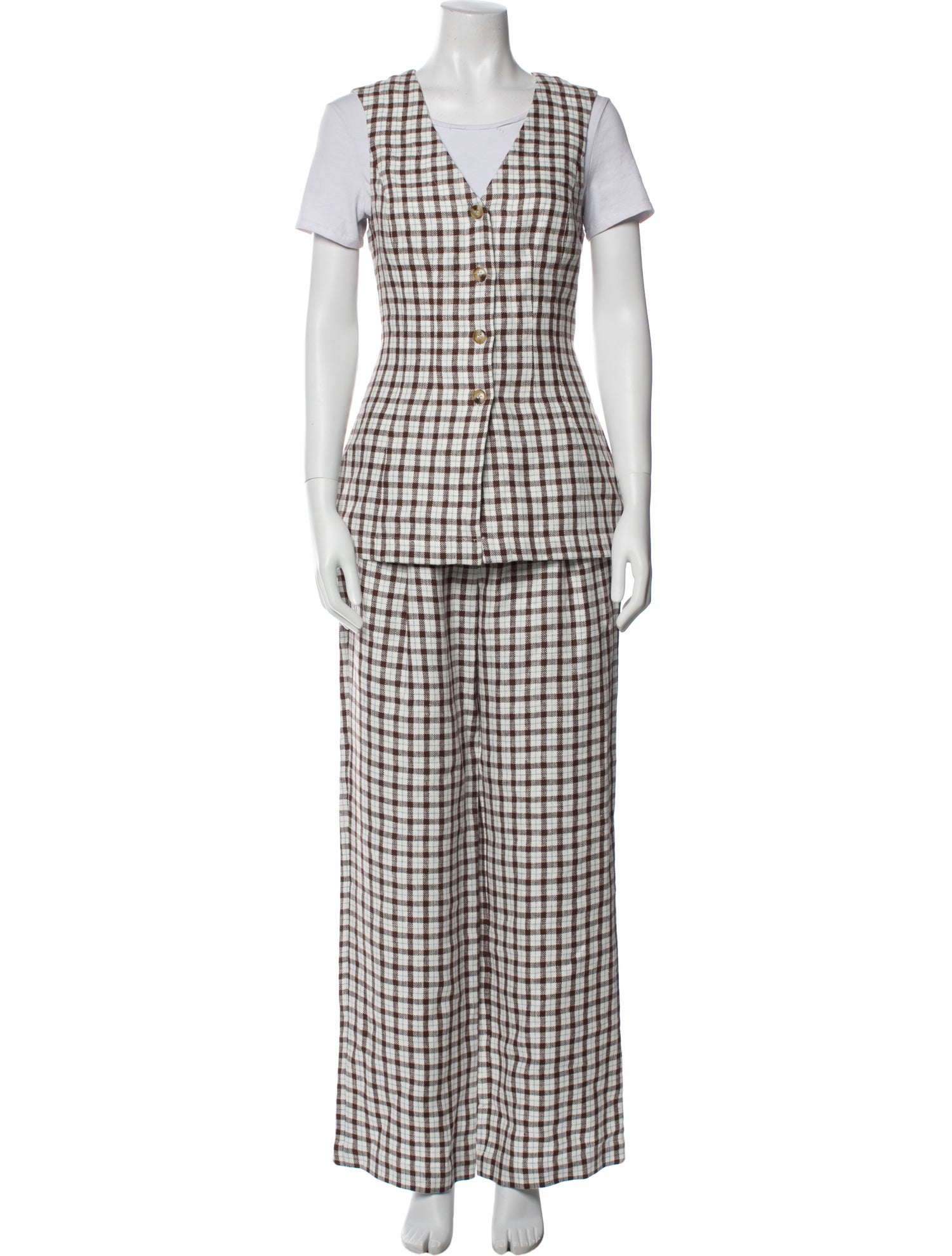 Posse Linen Plaid Print Pant Set