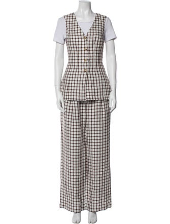 Posse Linen Plaid Print Pant Set