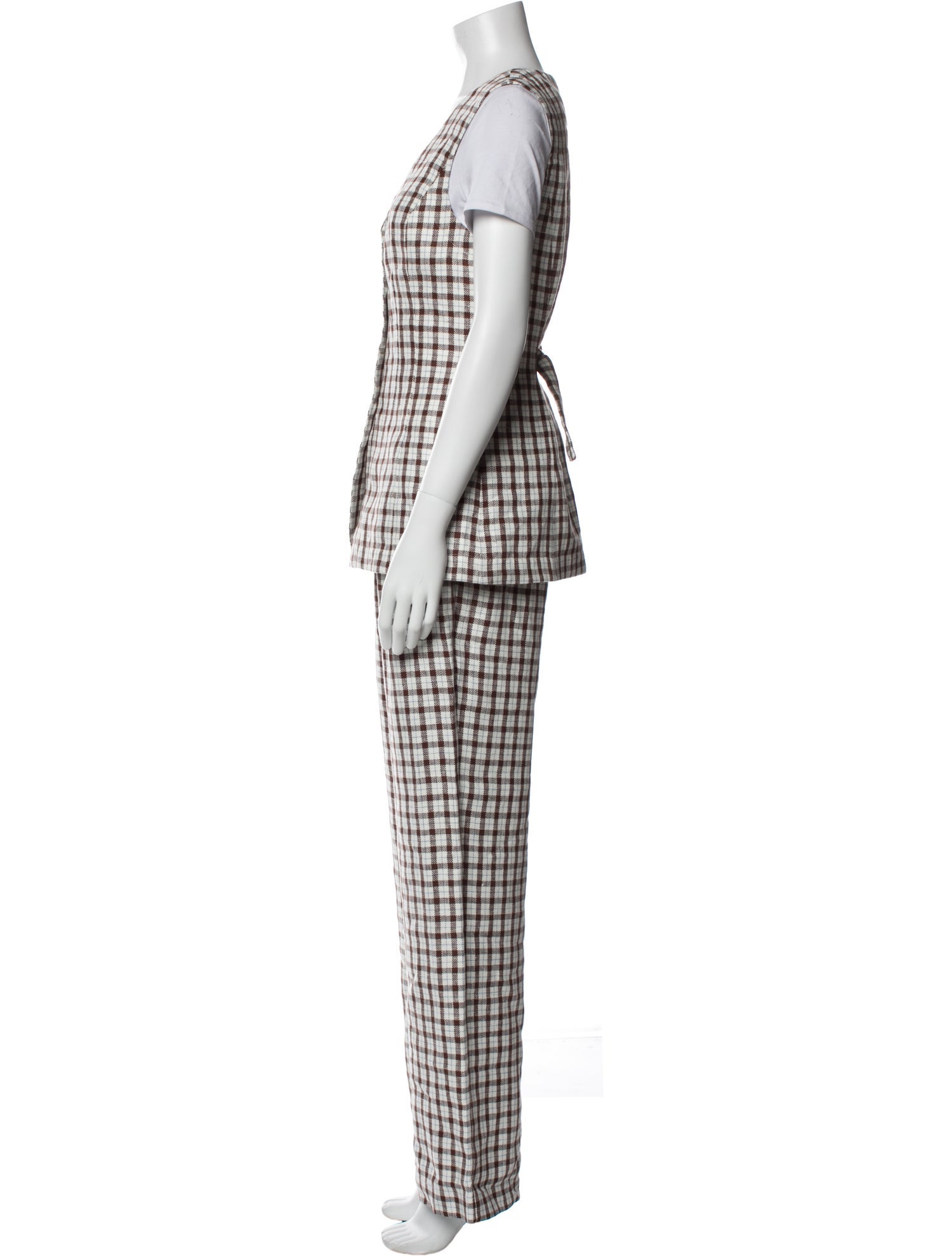 Posse Linen Plaid Print Pant Set