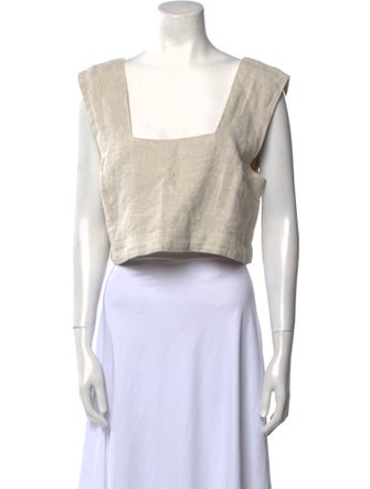Posse Linen Square Neckline Crop Top