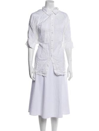 Posse Linen Three-Quarter Sleeve Button-Up Top