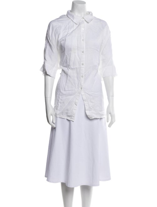 Posse Linen Three-Quarter Sleeve Button-Up Top