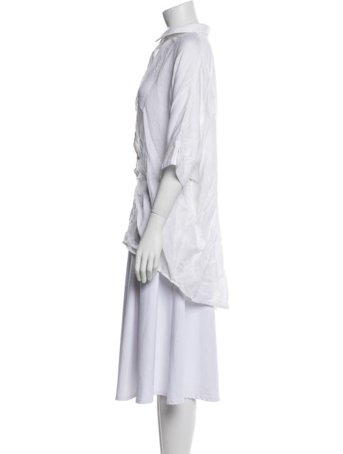 Posse Linen Three-Quarter Sleeve Button-Up Top