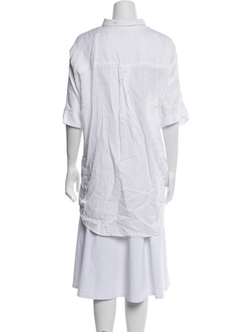 Posse Linen Three-Quarter Sleeve Button-Up Top