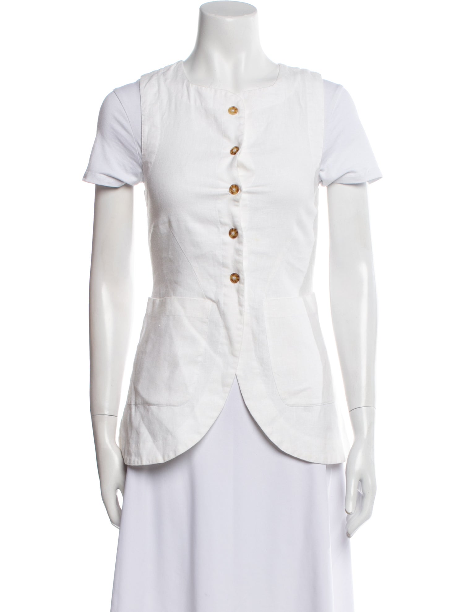 Posse Linen Crew Neck Button-Up Top