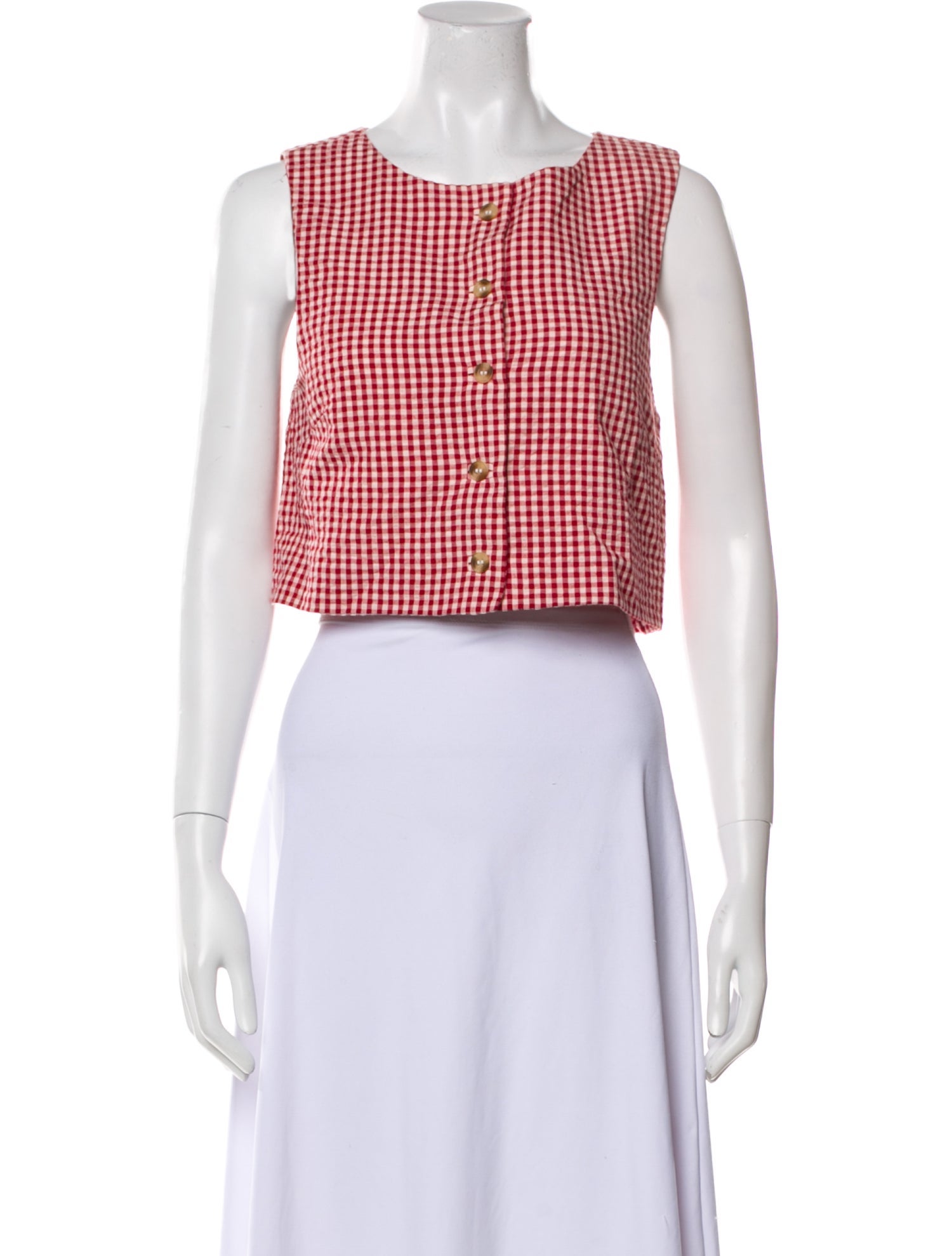 Posse Plaid Print Crew Neck Crop Top w/ Tags