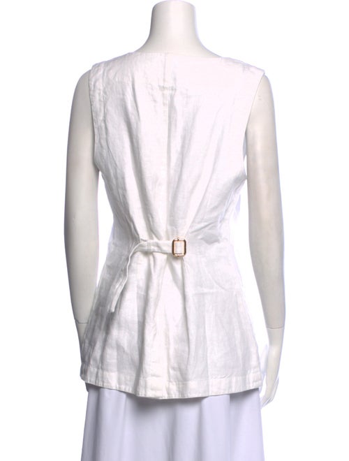 Posse Linen Square Neckline Button-Up Top