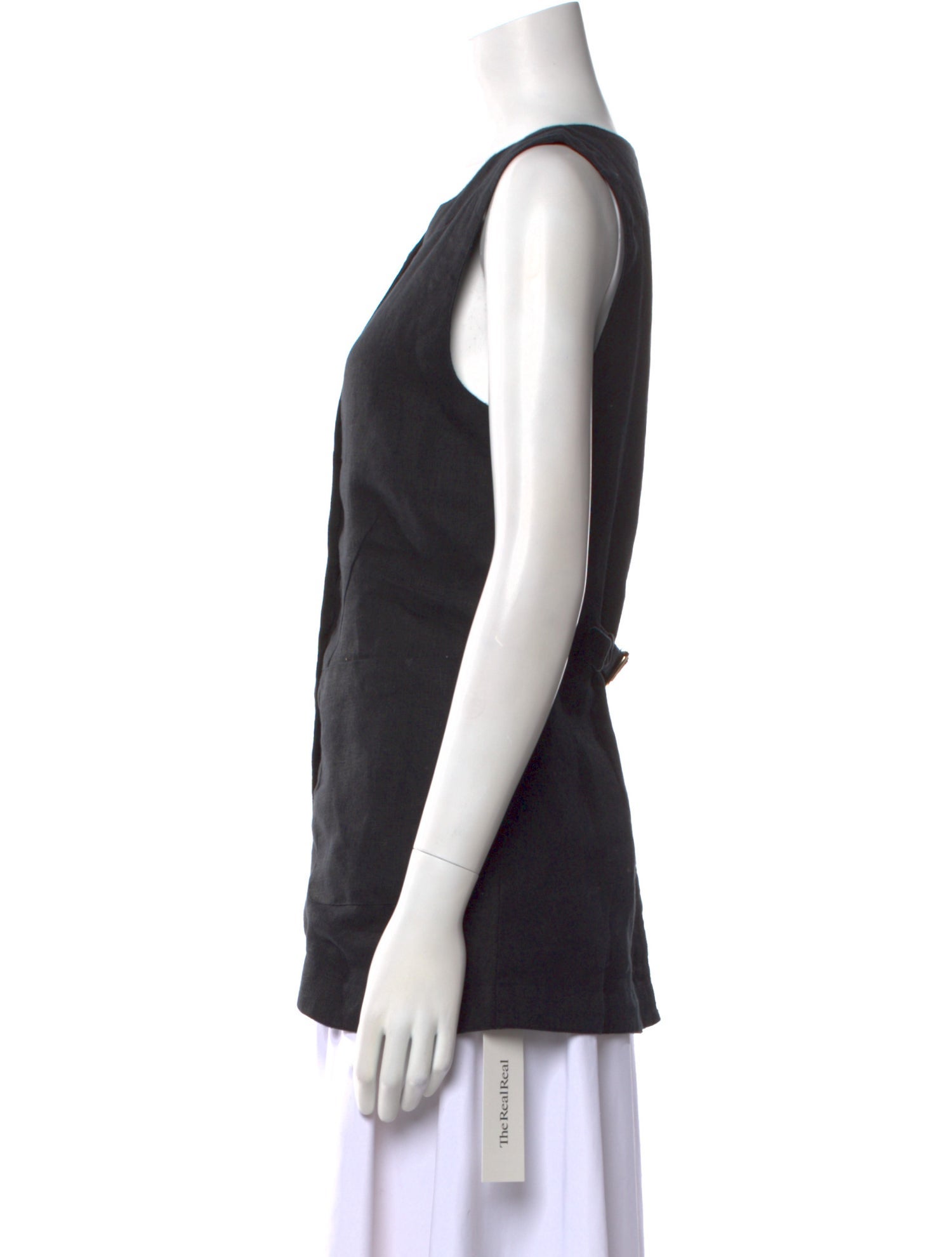 Posse Linen Square Neckline Button-Up Top