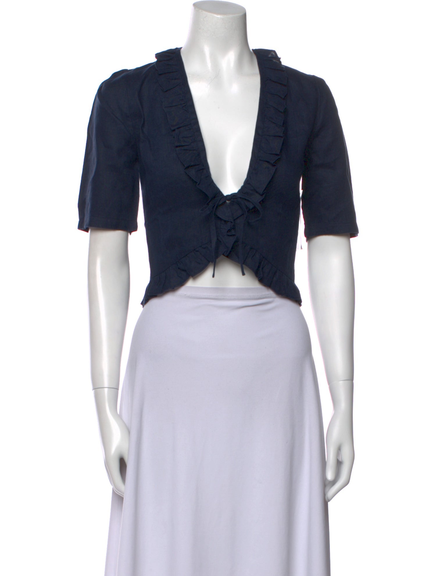 Posse Linen V-Neck Crop Top