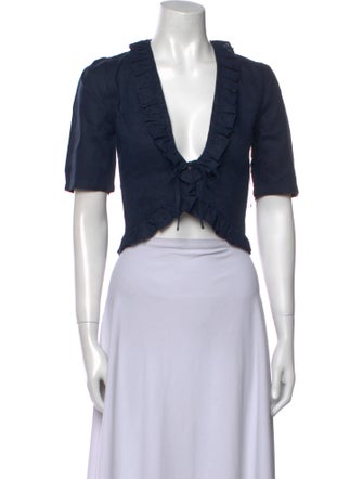 Posse Linen V-Neck Crop Top