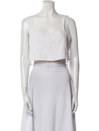 Posse Linen Square Neckline Crop Top