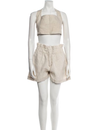 Posse Linen Ruffle Embellishment Short Set